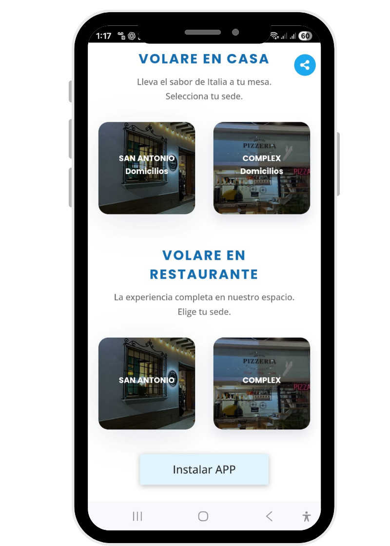Volare app pantalla 1